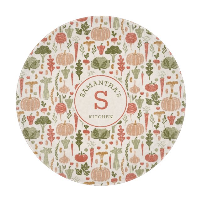 Planche À Découper Motif végétal Végétarien Nom personnalisé (Devant)