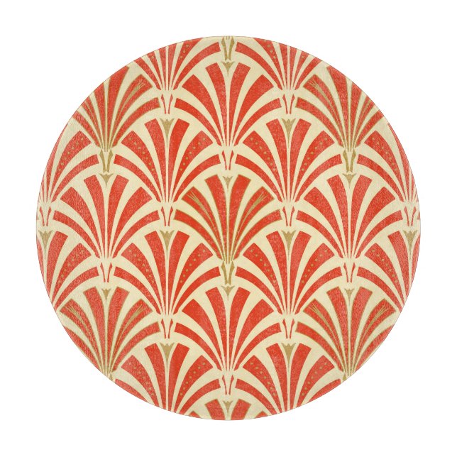 Planche À Découper Motif ventilateur Art déco - mandarin orange (Devant)
