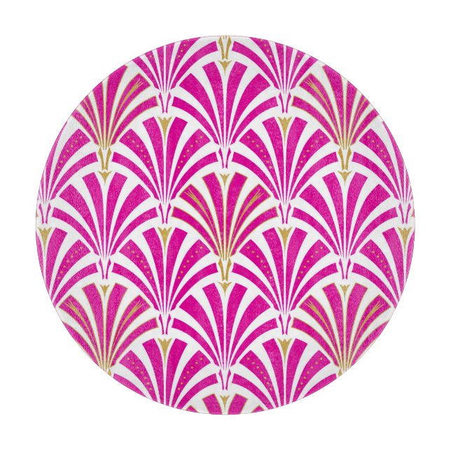 Planche À Découper Motif ventilateur Art déco - rose fushia (Devant)