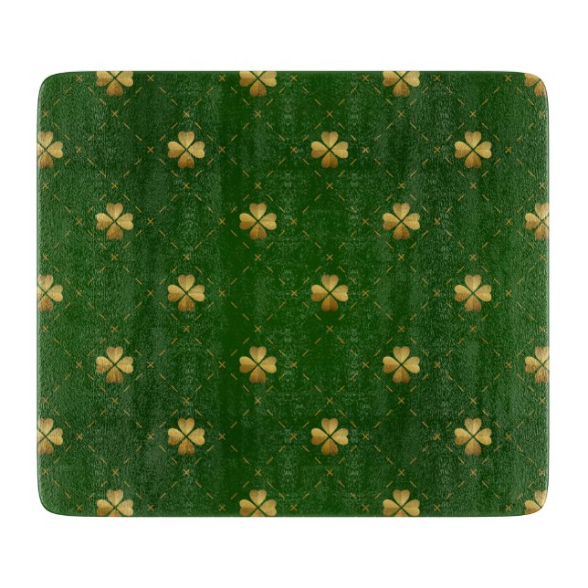 Planche À Découper Motif vert d'or de trèfle (Devant)