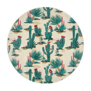 Planche À Découper Motif vert et rouge de cactus