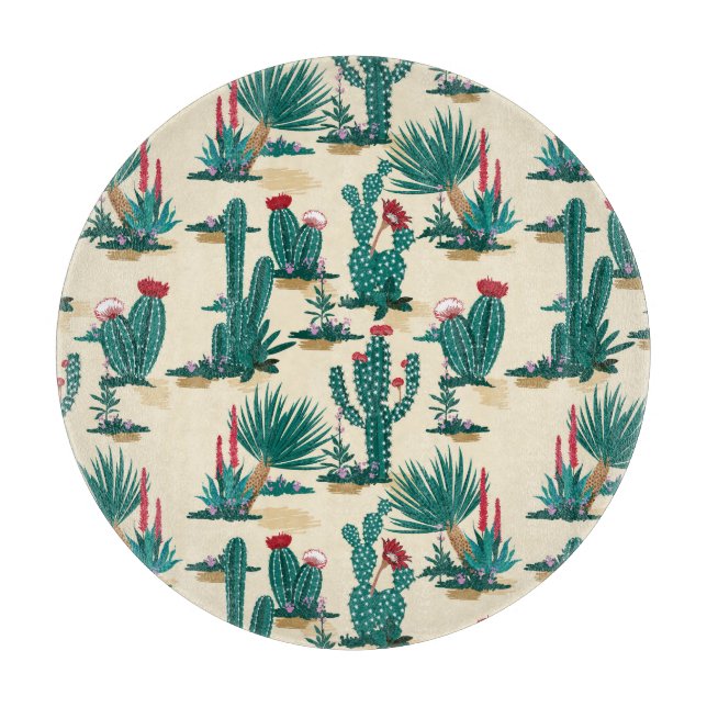 Planche À Découper Motif vert et rouge de cactus (Devant)