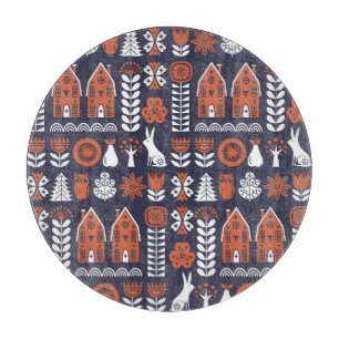 Planche À Découper Motif Vintage d'art populaire scandinave