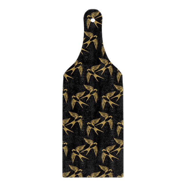 Planche À Découper Motif vintage Gold Swallows (Devant)