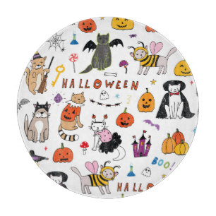 Planche À Découper Motif Vintage Halloween Cats