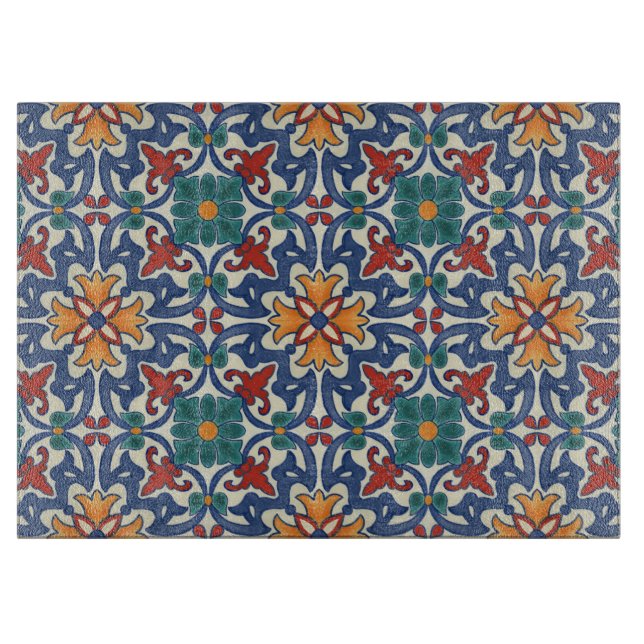 Planche À Découper Motif vintage portugais Azulejos Carrelage (Devant)