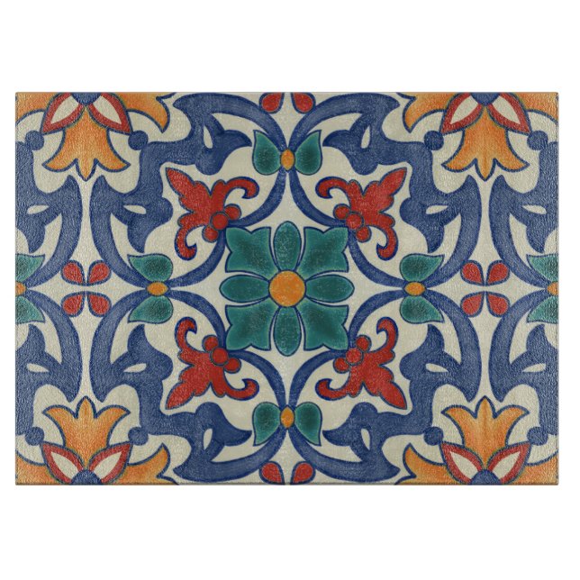 Planche À Découper Motif vintage portugais Azulejos Carrelage (Devant)