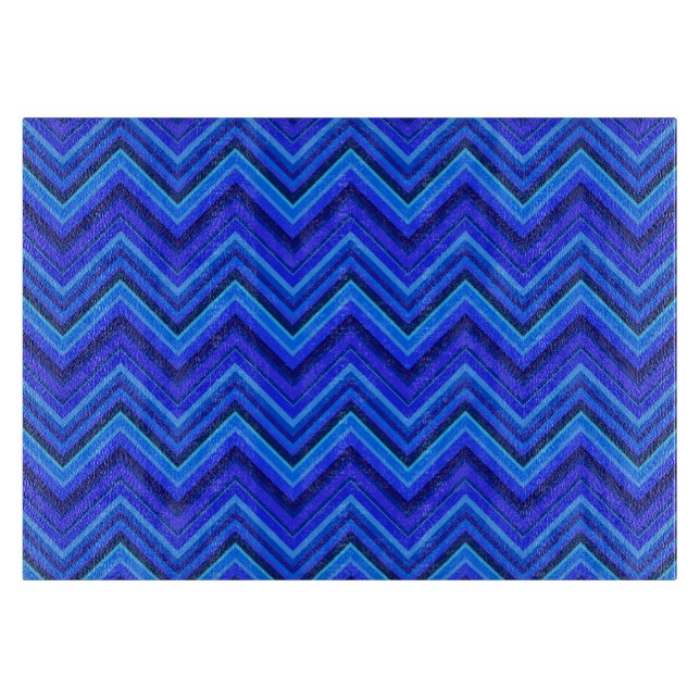 Planche À Découper Motif zigzag rayures bleues (Devant)