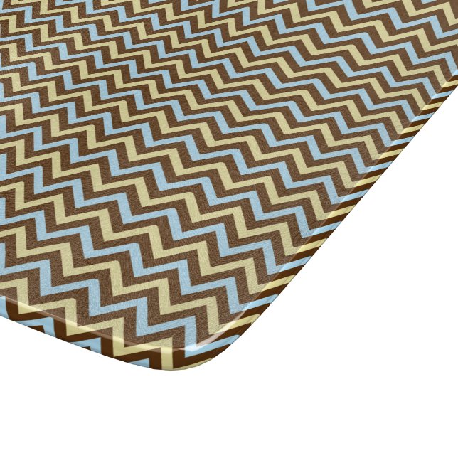 Planche À Découper Motifs à vagues de zigzag bleu et brun (Coin)