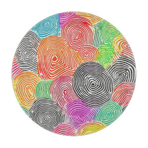 Planche À Découper Motifs d'empreintes digitales colorées Art Abstrai