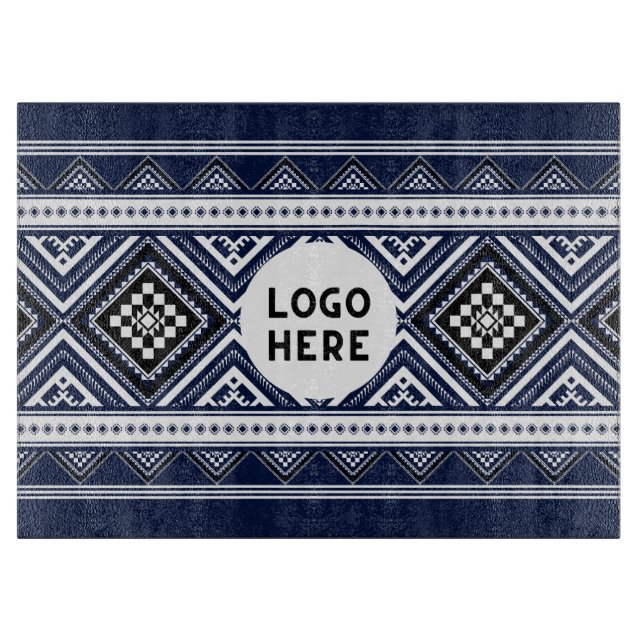 Planche À Découper Motifs ethniques Abstraits noirs avec logo (Devant)