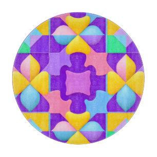 Planche À Découper Motifs géométriques abstraits colorés