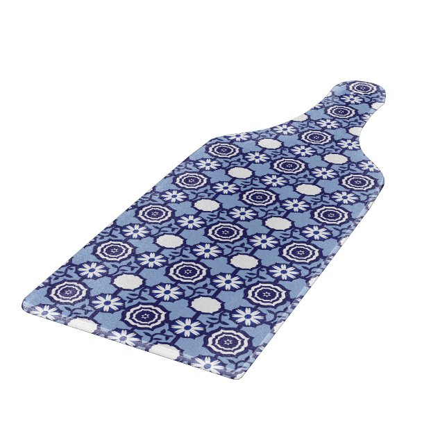Planche À Découper Motifs géométriques bleus et blancs (Coin)