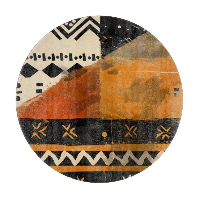 Planche À Découper Motifs tribaux dans les tons noir et terrestre (Devant)