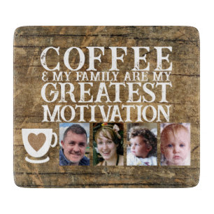Planche À Découper Motivation café 4 photo marron verre blanc