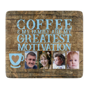Planche À Découper Motivation café 4 photo marron verre bleu