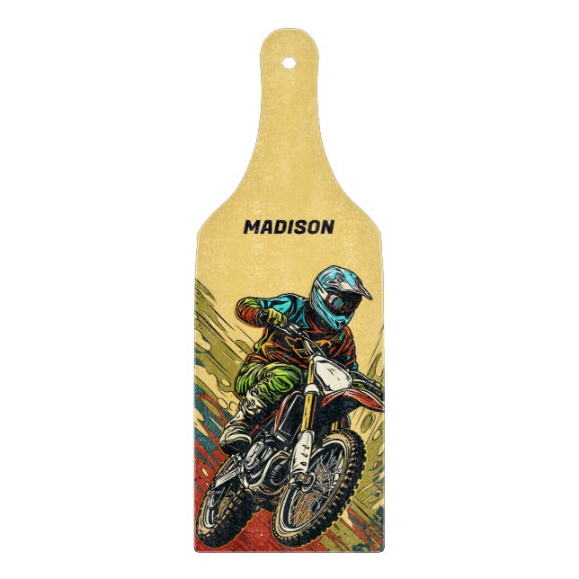 Planche À Découper Motocross de nom personnalisé (Devant)
