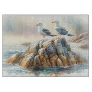 Planche À Découper Mouettes côtières aquarelle paysage marin