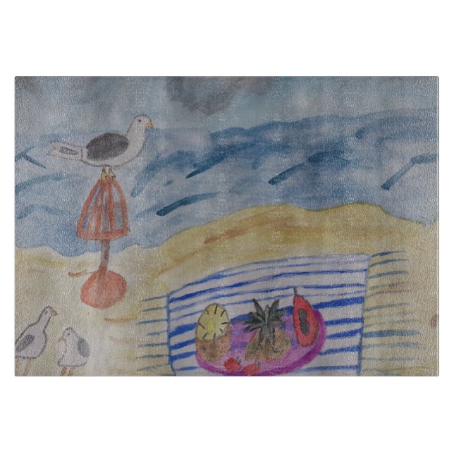 Planche À Découper Mouettes Sur La Plage (Devant)