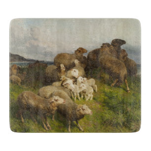 Planche À Découper Moutons dans un pré (par August Friedrich Schenck)