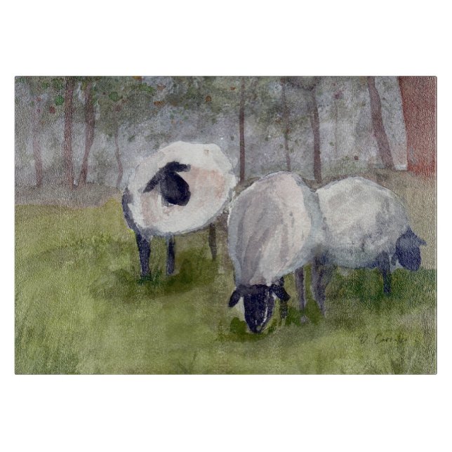 Planche À Découper Moutons pâturant rustiques (Devant)