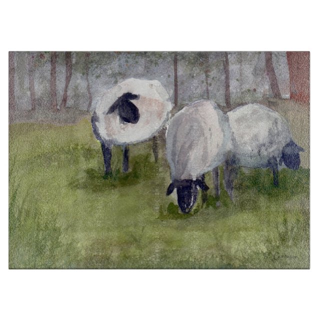 Planche À Découper Moutons pâturant rustiques (Devant)