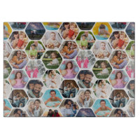 Multi Photo Collage Simple Moderne Hexagon Motif