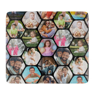 Planche À Découper Multi Photo Collage Simple Moderne Hexagon Motif