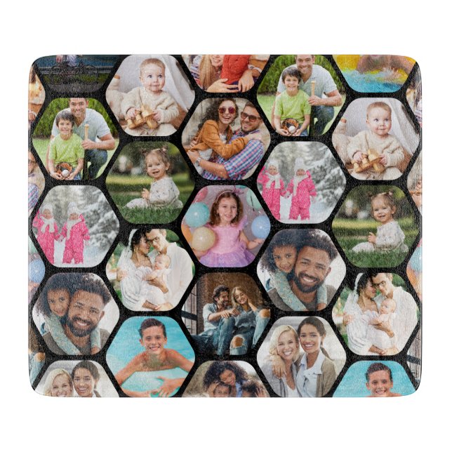 Planche À Découper Multi Photo Collage Simple Moderne Hexagon Motif (Devant)