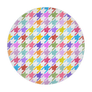 Planche À Découper Multicolor Houndstooth+Motif blanc