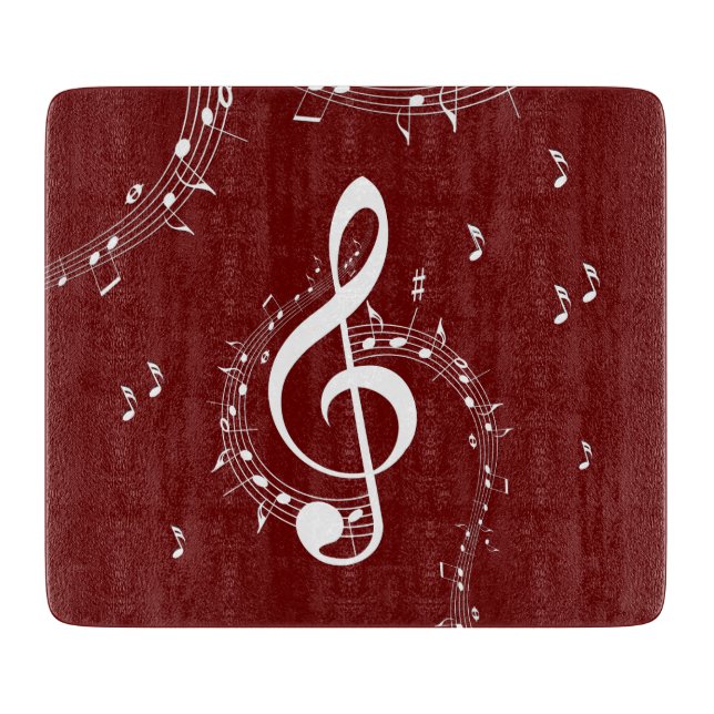 Planche À Découper Musique de clé de sol climaxique rouge (Devant)
