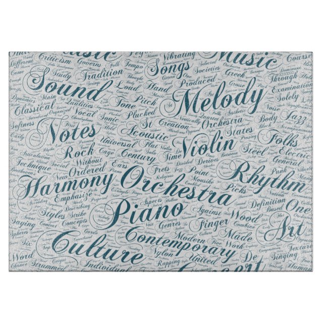 Planche À Découper Musique Mélodie Orchestre Silhouette Forme Texte (Devant)