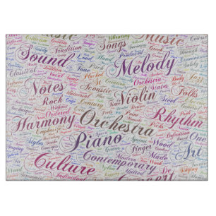 Planche À Découper Musique Mélodie Orchestre Silhouette Forme Texte