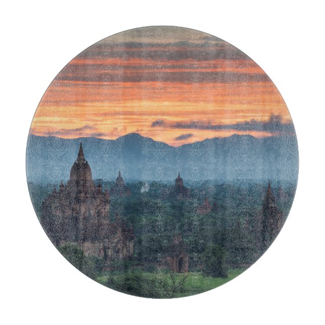 Planche À Découper Myanmar, lever de soleil à Bagan (Devant)