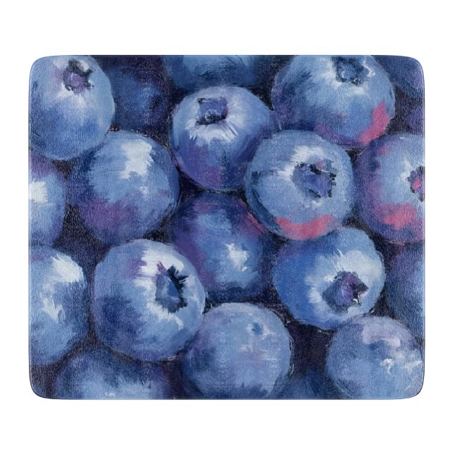 Planche À Découper Myrtilles | Aquarelle de fruits peints (Devant)