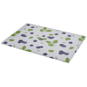 Planche À Découper Myrtilles Aquarelle Fleurs de Myrtille Feuillage