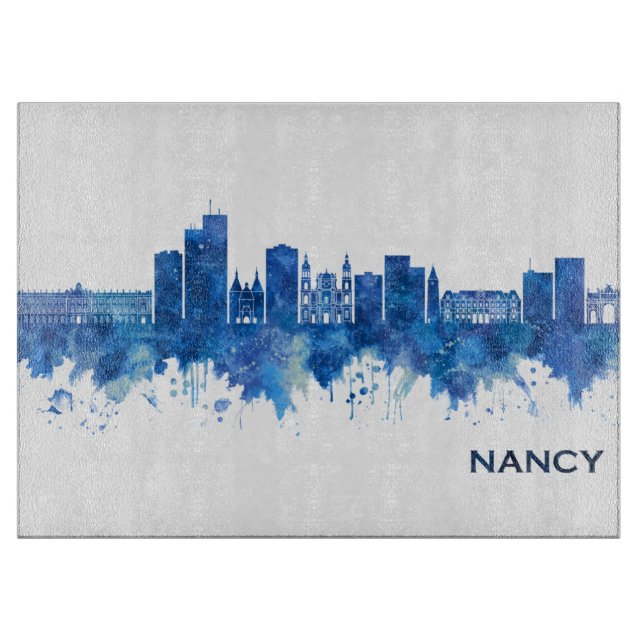 Planche À Découper Nancy France Skyline Blue (Devant)