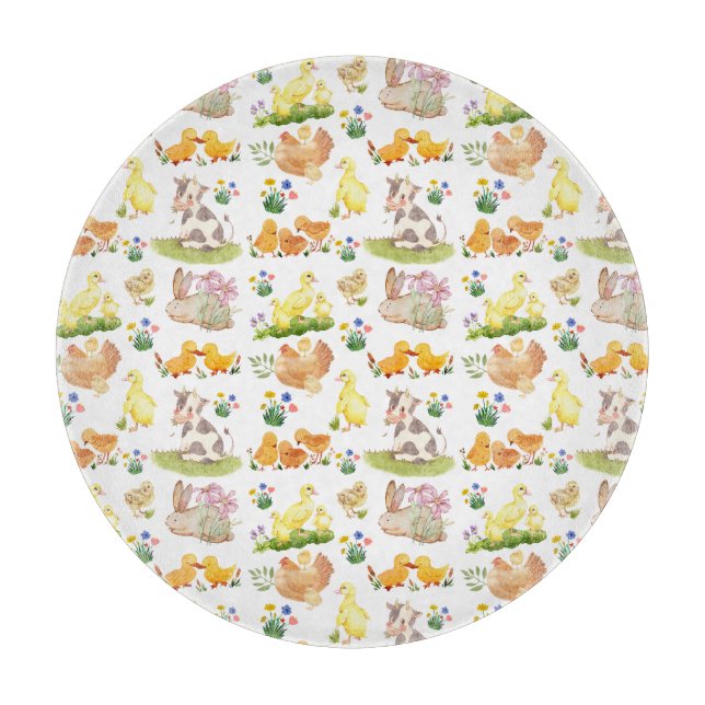 Planche À Découper Nappe de table avec des animaux de ferme mignons d (Devant)