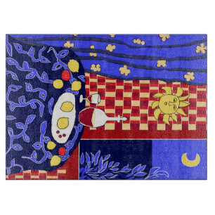 Planche À Découper Nature morte de nuit bleue inspirée de Matisse ave
