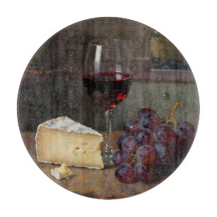 Planche À Découper Nature morte réaliste au fromage et raisins au vin