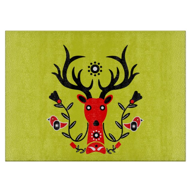Planche À Découper Nature scandinave Cerf Art T-shirt Throw Pi (Devant)