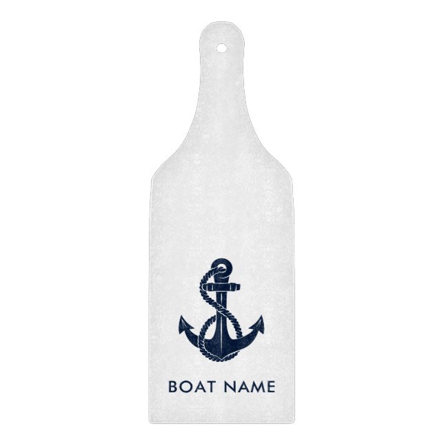 Planche À Découper Nautical Boat Name Navy Blue Anchor Custom (Devant)