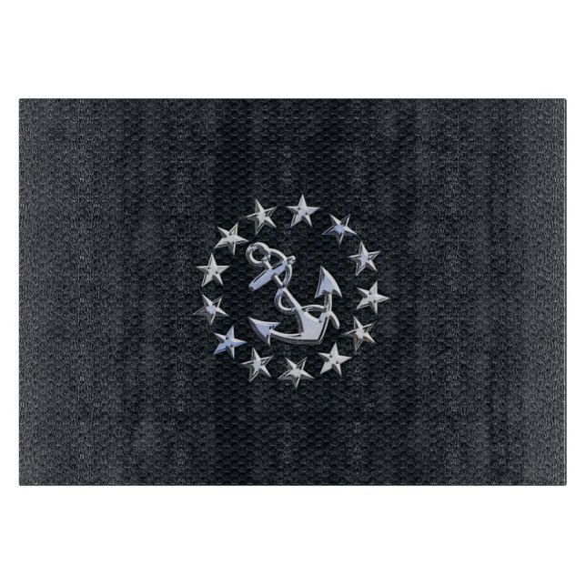 Planche À Découper Nautique Yacht Drapeau Chrome Ensigne sur Grille I (Devant)