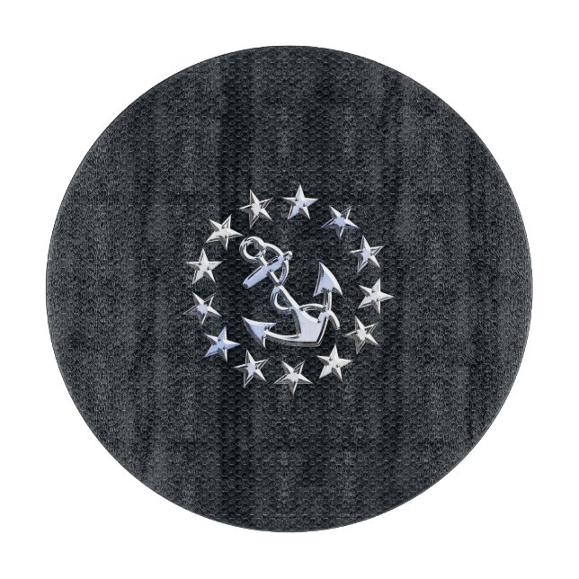 Planche À Découper Nautique Yacht Drapeau Chrome Ensigne sur Grille I (Devant)