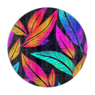Planche À Découper Neon Feather Motif Art Vibrant