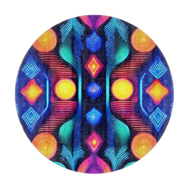 Planche À Découper Neon Geometry Mandala Art (Devant)