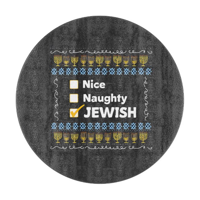 Planche À Découper Nice Naughty Juif Hanoukka Ugly Sweater (Devant)