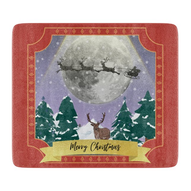 Planche À Découper Night de Noël moderne Vintage (Devant)