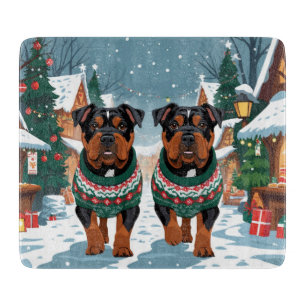 Planche À Découper Noël American Staffordshire neige vacances 