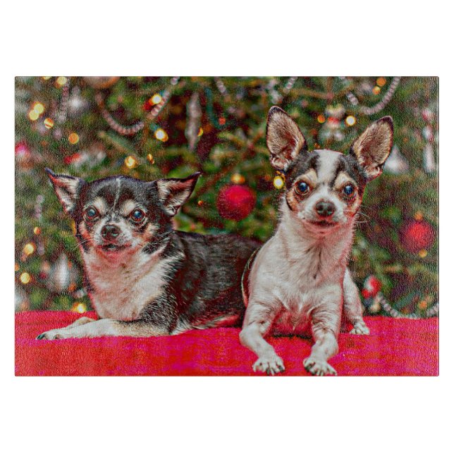Planche À Découper Noël au Chihuahua (Devant)